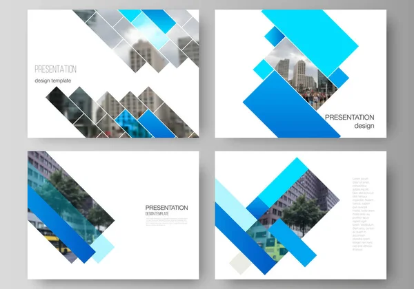 De minimalistische abstracte vector illustratie van de bewerkbare lay-out van de presentatie dia 's ontwerp business templates. Abstract geometrisch patroon creatieve moderne blauwe achtergrond met rechthoeken. — Stockvector
