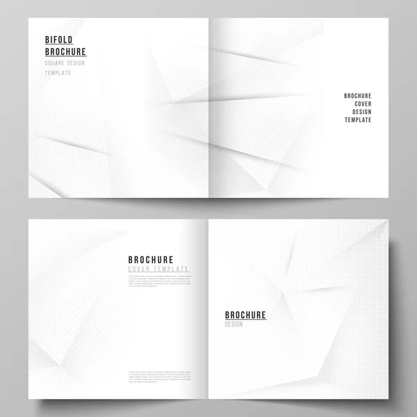 Vector layout of two covers templates for square design bifold brochure, flyer, cover design, book design, brochure cover. Fond pointillé demi-ton avec des points gris, fond dégradé abstrait. — Image vectorielle