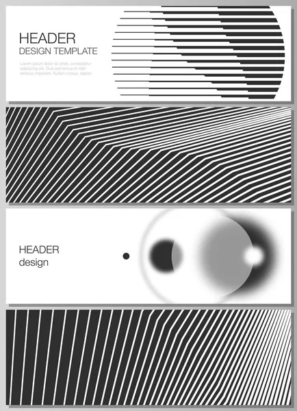 The minimalistic vector illustration of the editable layout of headers, banner design templates. Geometric abstract background, futuristic science and technology concept for minimalist design. — Stock Vector