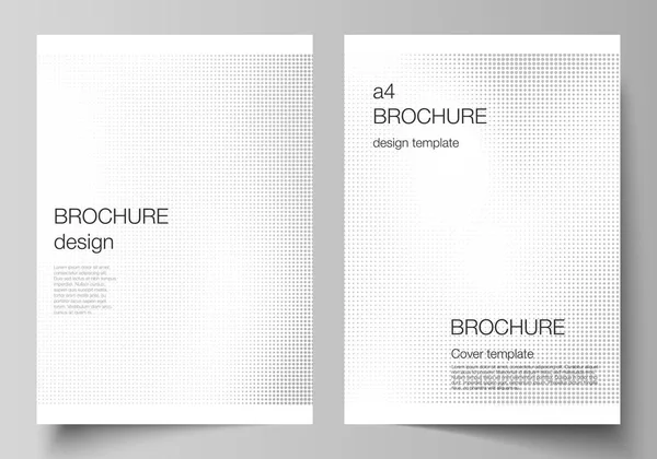 Vector lay-out van A4 cover mockups ontwerp sjablonen voor brochure, flyer lay-out, omslag ontwerp, boek ontwerp, brochure cover. Halftone effect decoratie met stippen. Dotted patroon voor grunge decoratie. — Stockvector