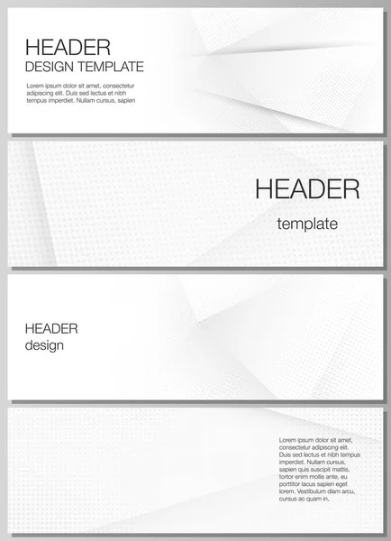 Vector lay-out van headers, banner ontwerp sjablonen voor website footer ontwerp, horizontale flyer ontwerp, website header achtergrond. Halftone effect decoratie met stippen. Dotted pop art patroon decoratie — Stockvector