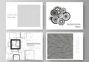Sunumun minimalist soyut vektör illüstrasyon düzeni iş şablonları dizayn eder. Dinamik bileşime sahip minimalist düz stil içinde modayı takip eden geometrik soyut arkaplan.