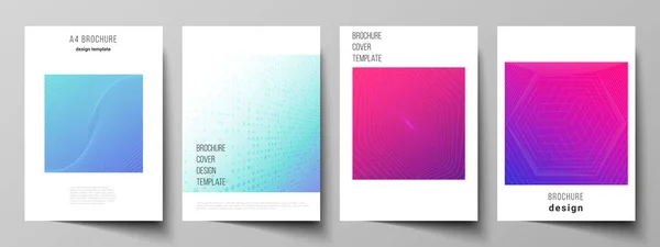 De vector lay-out van A4-formaat moderne cover mockups ontwerp sjablonen voor brochure, tijdschrift, flyer, boekje, jaarverslag. Abstract geometrisch patroon met kleurrijke gradiënt zakelijke achtergrond. — Stockvector