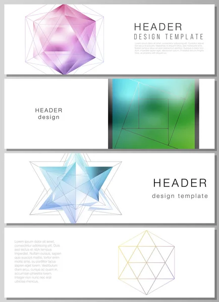 Den minimalistiska vektor illustration av redigerbar layout av rubriker, banner designmallar. 3D Polygonal geometrisk modern design abstrakt bakgrund. Vetenskap eller teknik vektor illustration. — Stock vektor