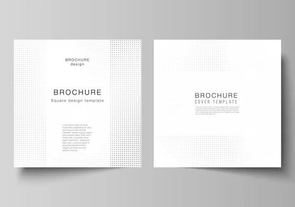 Vector lay-out van twee vierkante kappen ontwerp sjablonen voor brochure, flyer, omslag ontwerp, boek ontwerp, brochure cover. Halftone effect decoratie met stippen. Dotted patroon voor grunge stijl decoratie. — Stockvector