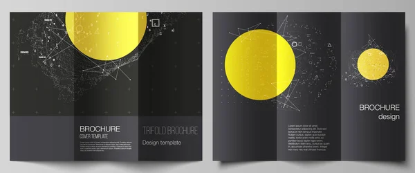 The minimal vector layouts. Modern creative covers design templates for trifold brochure or flyer. Science or technology 3d background with dynamic particles. Chemistry and science concept. — Stock Vector