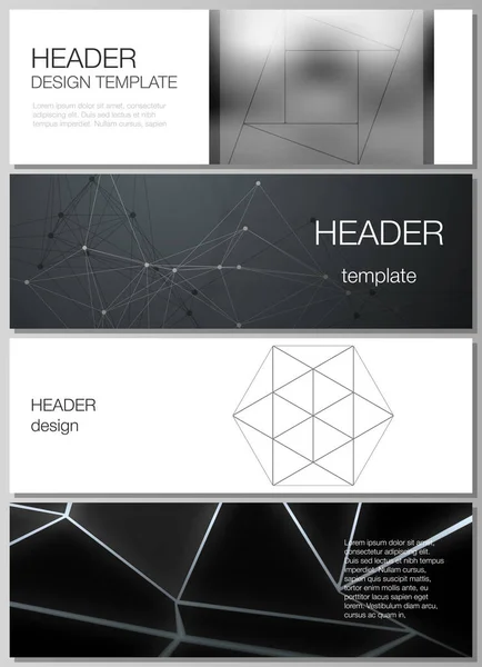 Den minimalistiska vektor illustration av redigerbar layout av rubriker, banner designmallar. 3D Polygonal geometrisk modern design abstrakt bakgrund. Vetenskap eller teknik vektor illustration. — Stock vektor