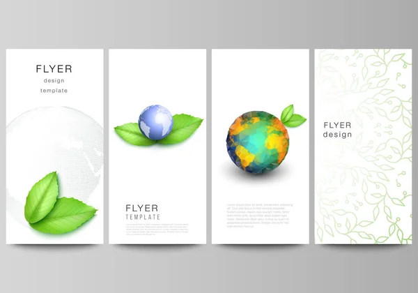 Vector layout of flyer, banner design templates for website advertising design, vertical flyer design, website decoration. Save Earth planet concept. Sustainable development global business concept. — Stock Vector