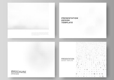 Sunum slaytlarının vektör düzeni iş şablonları tasarım, sunum broşürü için çok amaçlı şablon, broşür kapağı. Noktalı yarım ton efekt. Grunge biçimi için noktalı desen.