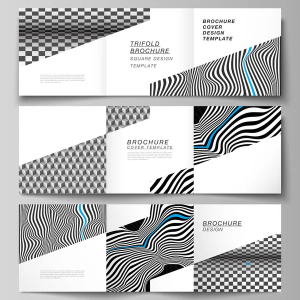The minimal vector editable layout of square format covers design templates for trifold brochure, flyer, magazine. Abstract big data visualization concept backgrounds with lines and cubes. — Stock Vector