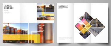 Düzenlenebilir düzenlerin asgari vektör çizimi. Modern yaratıcı kapaklar üç katlı broşür ya da broşür için tasarım şablonları. Yaratıcı moda modelleri, mavi renkli moda tasarım arka planı.