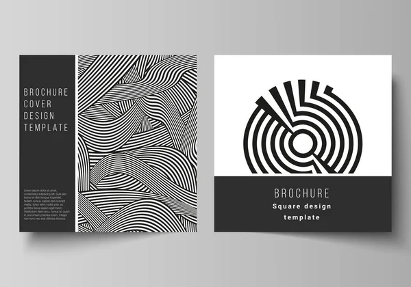 De minimale vectorlay-out van twee vierkante formaten omvat ontwerpsjablonen voor brochure, flyer, tijdschrift. Trendy geometrische abstracte achtergrond in minimalistische platte stijl met dynamische compositie. — Stockvector