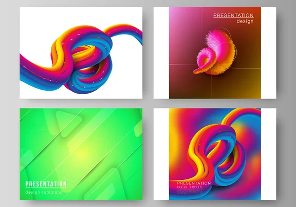 Minimalistický abstraktní vektorový ilustrační rozložení prezentačních snímků navrhuje obchodní šablony. Futuristická technologie design, barevné zázemí s fluidní gradient tvary složení. — Stockový vektor