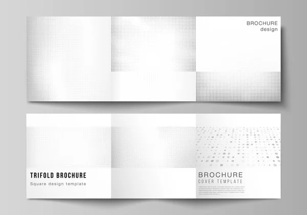 Vector lay-out van vierkante hoezen ontwerp sjablonen voor drievoudige brochure, flyer, omslag ontwerp, boek ontwerp, brochure cover. Halftone effect decoratie met stippen. Dotted patroon voor grunge stijl decoratie — Stockvector