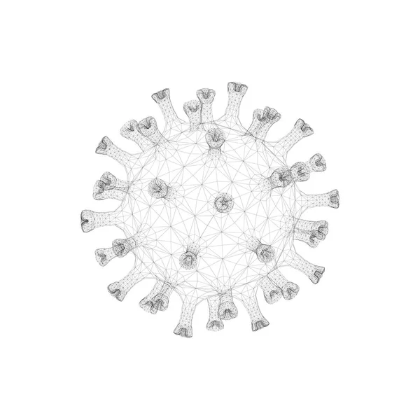 Modello medico 3d di virus corona isolato su sfondo bianco. Covid 19, infezione da coronavirus. Virus concetto di illustrazione vettoriale . — Vettoriale Stock