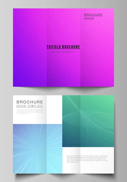 De minimale vectorillustratie van bewerkbare lay-outs. Moderne creatieve hoezen design sjablonen voor driedelige brochure of flyer. Abstract geometrisch patroon met kleurrijke gradiënt zakelijke achtergrond. — Stockvector