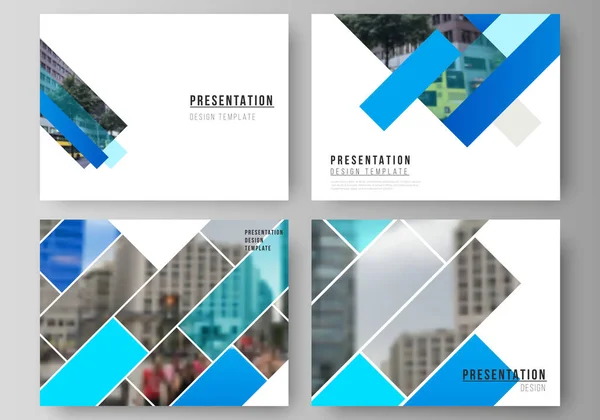 Die minimalistische abstrakte Vektorillustration des editierbaren Layouts der Präsentationsfolien gestaltet Geschäftsvorlagen. abstrakte geometrische Muster kreativen modernen blauen Hintergrund mit Rechtecken. — Stockvektor