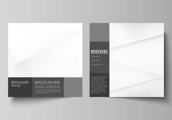 Vector layout of two square covers design templates for brochure, flyer, magazine, cover design, book design, brochure cover. Halftone effect decoration with dots. Dotted pop art pattern decoration. — 스톡 벡터