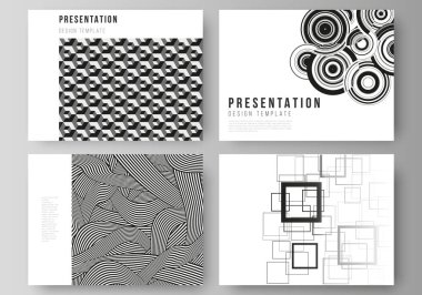 Sunumun minimalist soyut vektör illüstrasyon düzeni iş şablonları dizayn eder. Dinamik bileşime sahip minimalist düz stil içinde modayı takip eden geometrik soyut arkaplan.