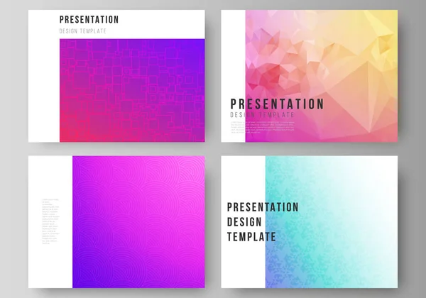 The minimalistic abstract vector illustration of the editable layout of the presentation slides design business templates. Abstract geometric pattern with colorful gradient business background. — Stock Vector