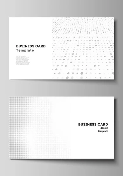 Vector layout of two creative business cards design templates, horizontal template vector design. Halftone effect decoration with dots. Dotted pattern for grunge style decoration. — Stock Vector