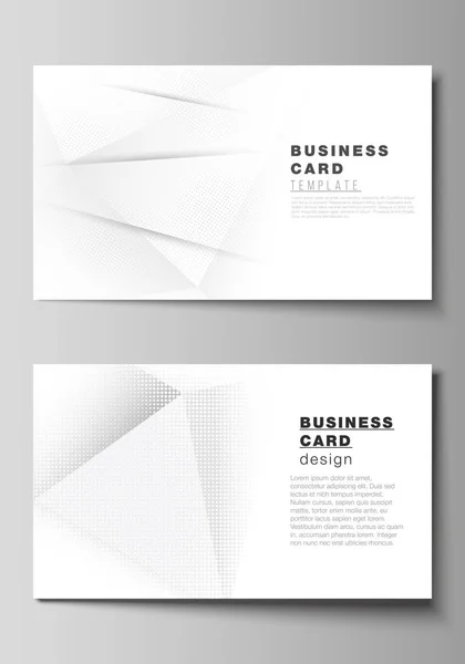 Vector layout of two creative business cards design templates, horizontal template vector design. Halftone effect decoration with dots. Dotted pop art pattern decoration. — Stock Vector
