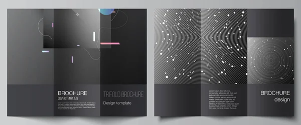 Layouts de vetores de modelos de design de capas para folheto triplo, layout de folheto, revista, design de livro, capa de brochura, mockups de publicidade. Ciência da tecnologia fundo futuro, conceito de astronomia de design espacial — Vetor de Stock