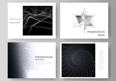 Sunumun minimalist soyut vektör düzeni iş şablonları dizayn eder. 3d çokgen geometrik modern tasarım soyut arkaplan. Bilim veya teknoloji vektör illüstrasyonu