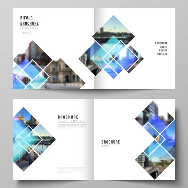 Kare Tasarım Broşürü Dergi Broşür Broşür Kitapçık Için Düzenlenebilir Iki — Stok Vektör