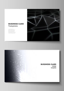 İki yaratıcı kartvizit tasarım şablonlarının soyut vektör çizim düzeni. 3D Çokgen geometrik modern tasarım soyut arka plan. Bilim veya teknoloji vektör illüstrasyon