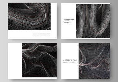 Sunum slaytlarının düzenlenebilir düzeninin minimalist soyut vektör çizimi iş şablonlarını dizayn eder. 3 boyutlu ızgara yüzeyi, dalgalı vektör arkaplanı ve dalga etkisi