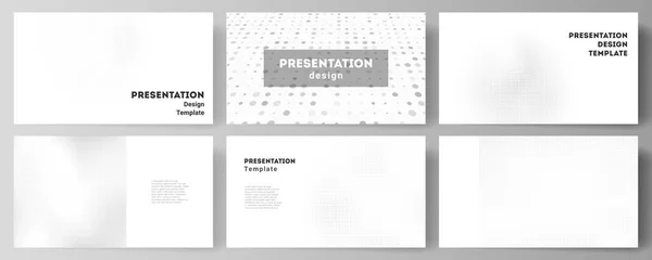 プレゼンテーションスライドのベクトルレイアウトデザインビジネステンプレート プレゼンテーションパンフレットのための多目的テンプレート パンフレットカバー ドットでハーフトーン効果の装飾 グランジスタイルのドット柄 — ストックベクタ
