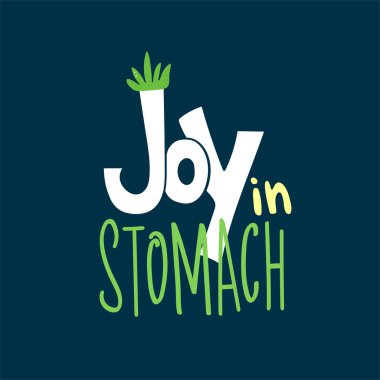 Mide zevki ile koyu mavi arka planda mektup. Doodle ve freehand modern tarzda çiziyor. İskandinav tarzı klipsleme. Vektör illüstrasyonu.