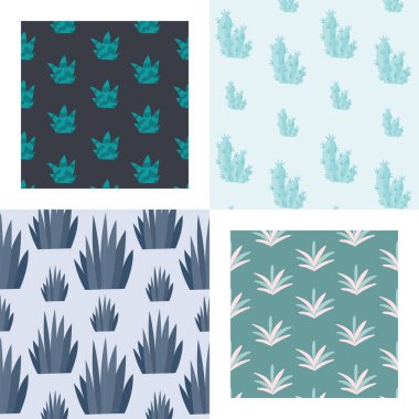 Bitki desenleri. Kaktüs ve uzun yapraklı bitkiler İskandinav tarzında. Eşsiz el çizimi arka plan. Modern vektör illüstrasyonu.