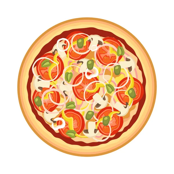 Вегетарианская Пицца Овощами Сыром — стоковый вектор