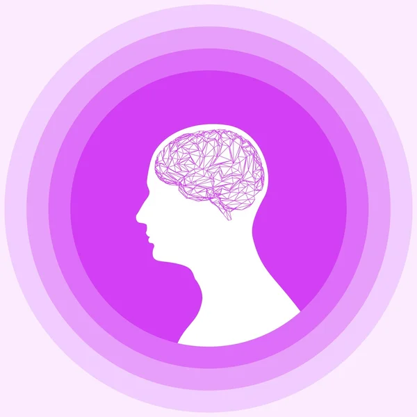 Silhouette de la tête humaine avec cerveau . — Image vectorielle
