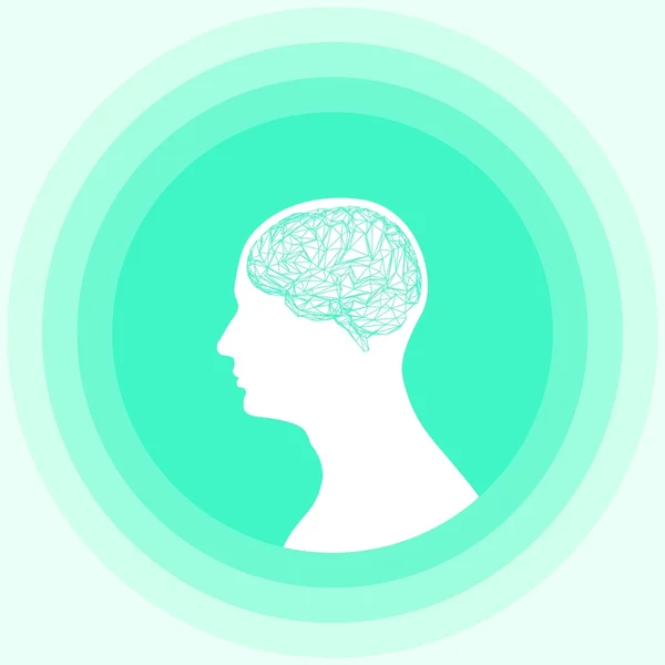 Silhouette of the human head with brain. — Stock Vector