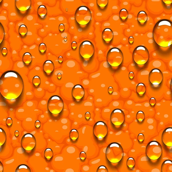 Oranje naadloze patroon met waterdruppels — Stockvector