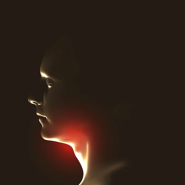 Cabeza humana con inflamación de la garganta . — Archivo Imágenes Vectoriales