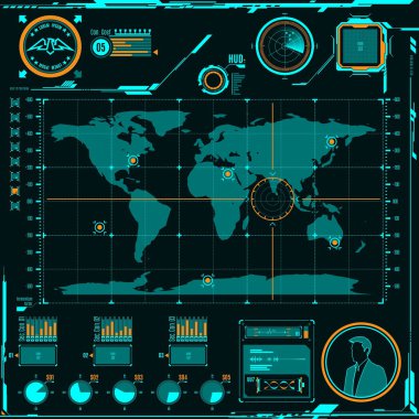 Hud navigasyon harita ekran öğeleri.