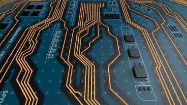 Uçan ile Cpu futuristik bir devre kartı