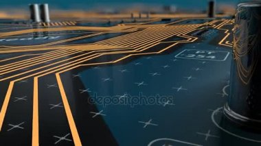 Uçan ile Cpu futuristik bir devre kartı