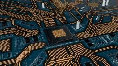 Loopable fütüristik devre kartı Cpu ile video