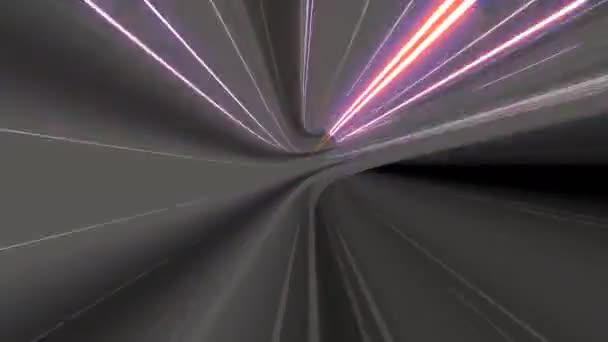 4k lus Vj video animatie van warp snelheid reizen door wormgat. Vliegen door tijd en ruimte wormhole. — Stockvideo
