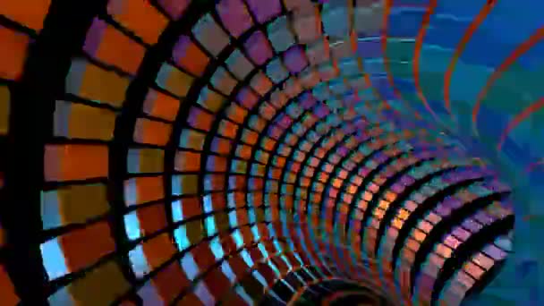 Túnel de agujero de gusano de luz intermitente colorido 4K UHD VJ — Vídeos de Stock