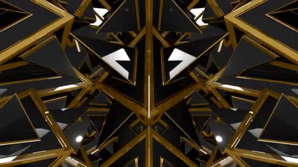 Black Gold Fantasy 3D Geometric Shapes Pattern — Stock Video