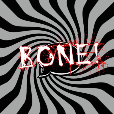 Çizgili güneş siyah-gri arka plan üzerinde ifadeler kemik konuşma kabarcıklar