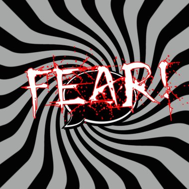 Çizgili güneş siyah-gri arka plan üzerinde ifadeler korku konuşma kabarcıklar