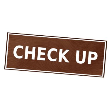 Kahverengi ahşap arka plan beyaz açıklamalarıyla kadar kontrol