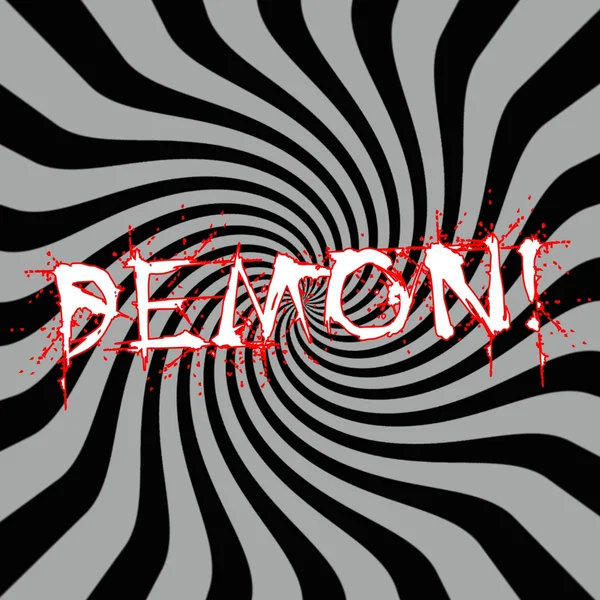 Demon wording on Striped sun black-gray background — Stock Photo, Image